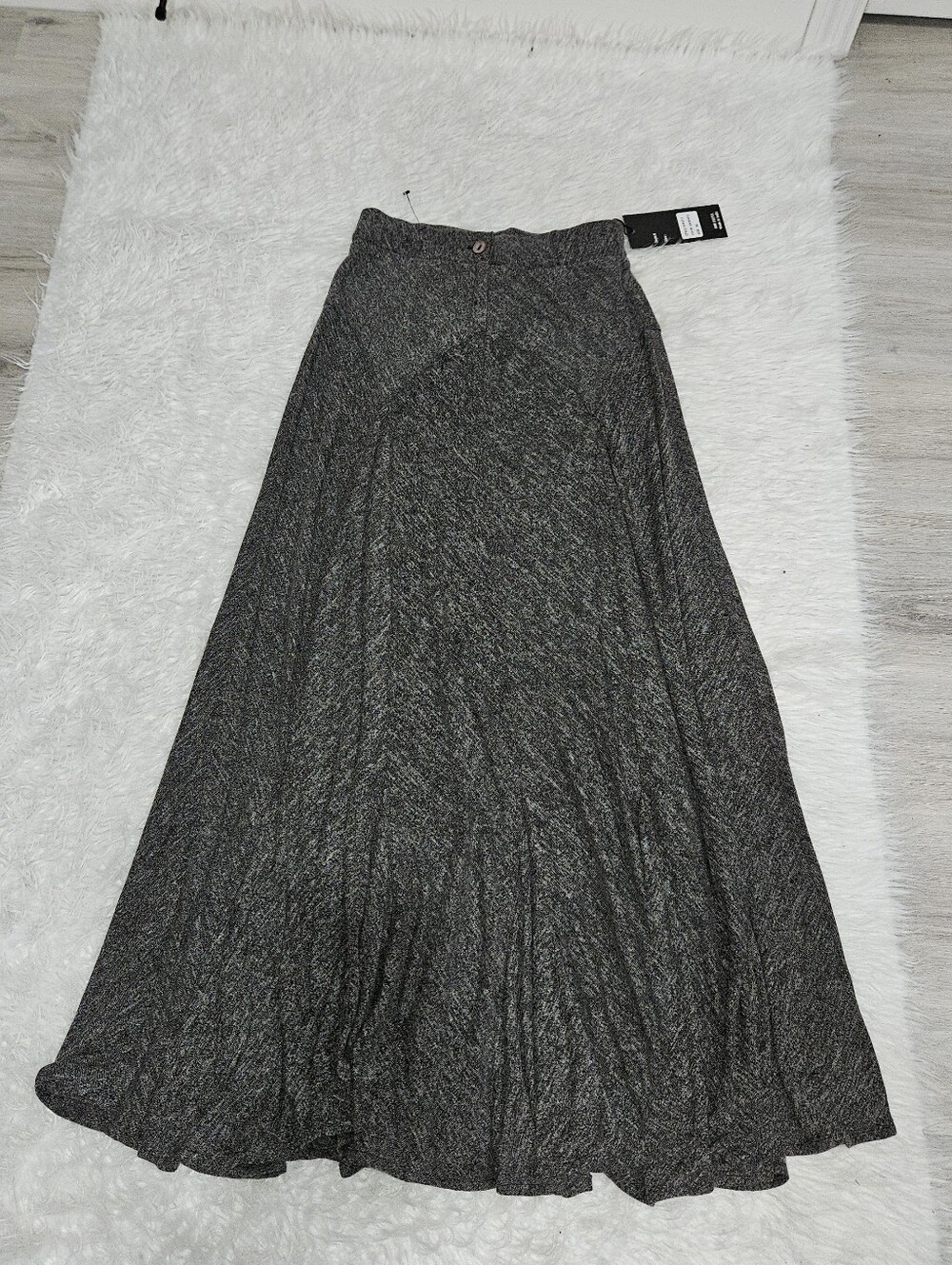 Classic Black Marled Maxi Skirt — Effortless A-Line Flow